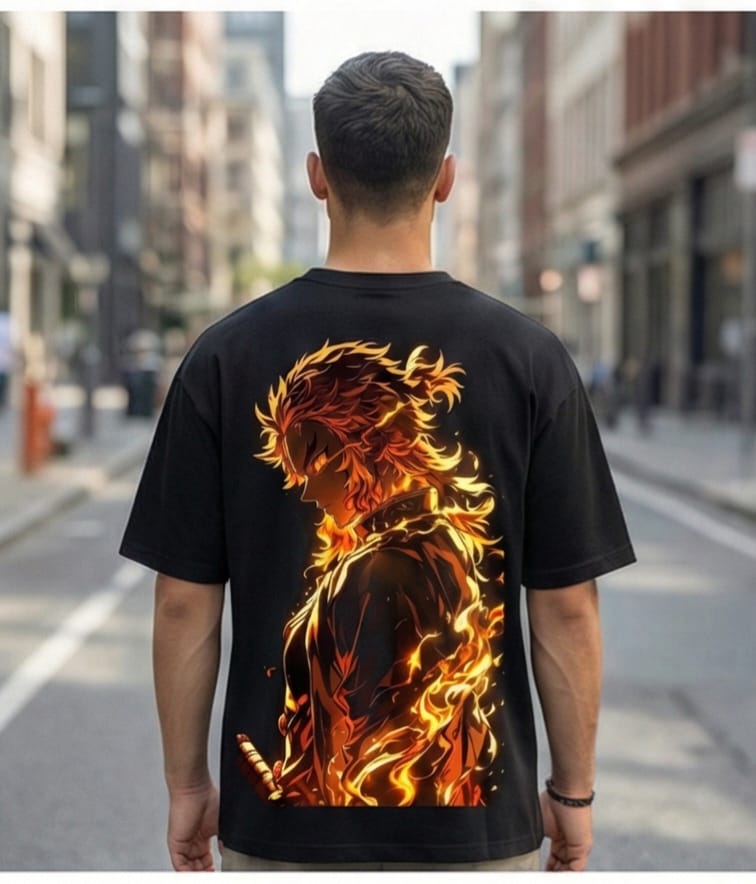 Rengoku Kiyojuro Oversized Graphic T-Shirt - Black