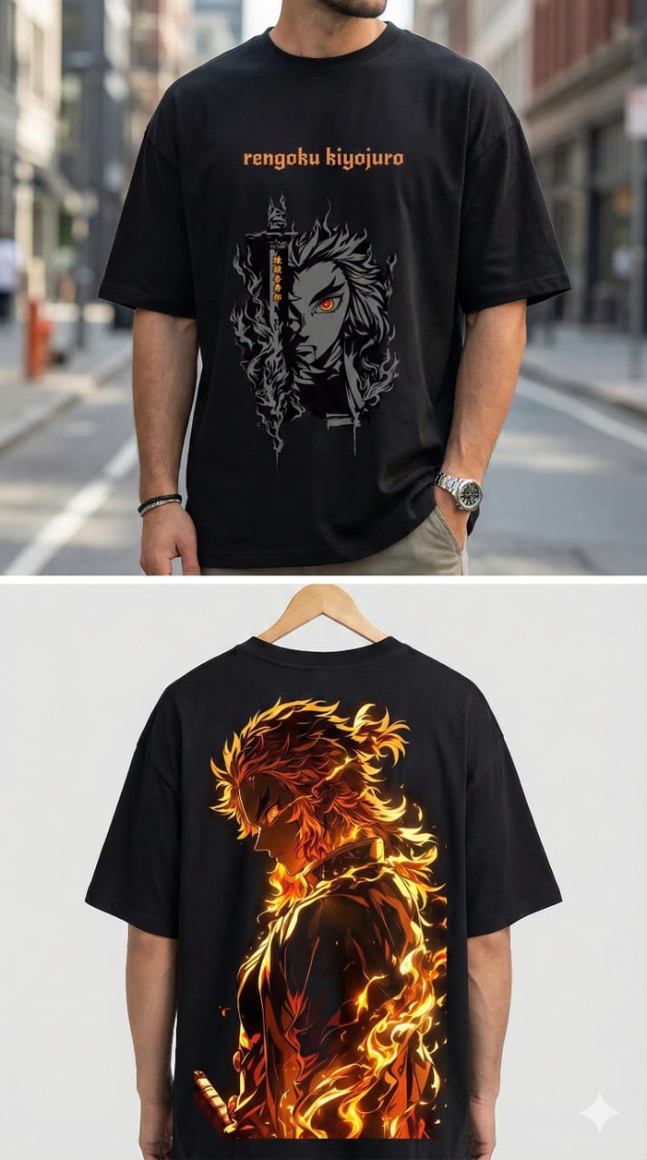 Rengoku Kiyojuro Oversized Graphic T-Shirt - Black