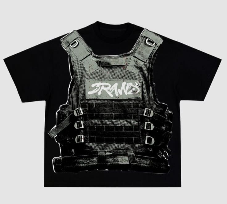Tactical Vest Illusion Oversized T-Shirt - Black