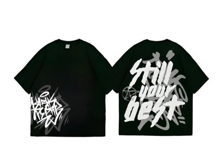 Still Your Best" Graffiti Oversized T-Shirt - Black
