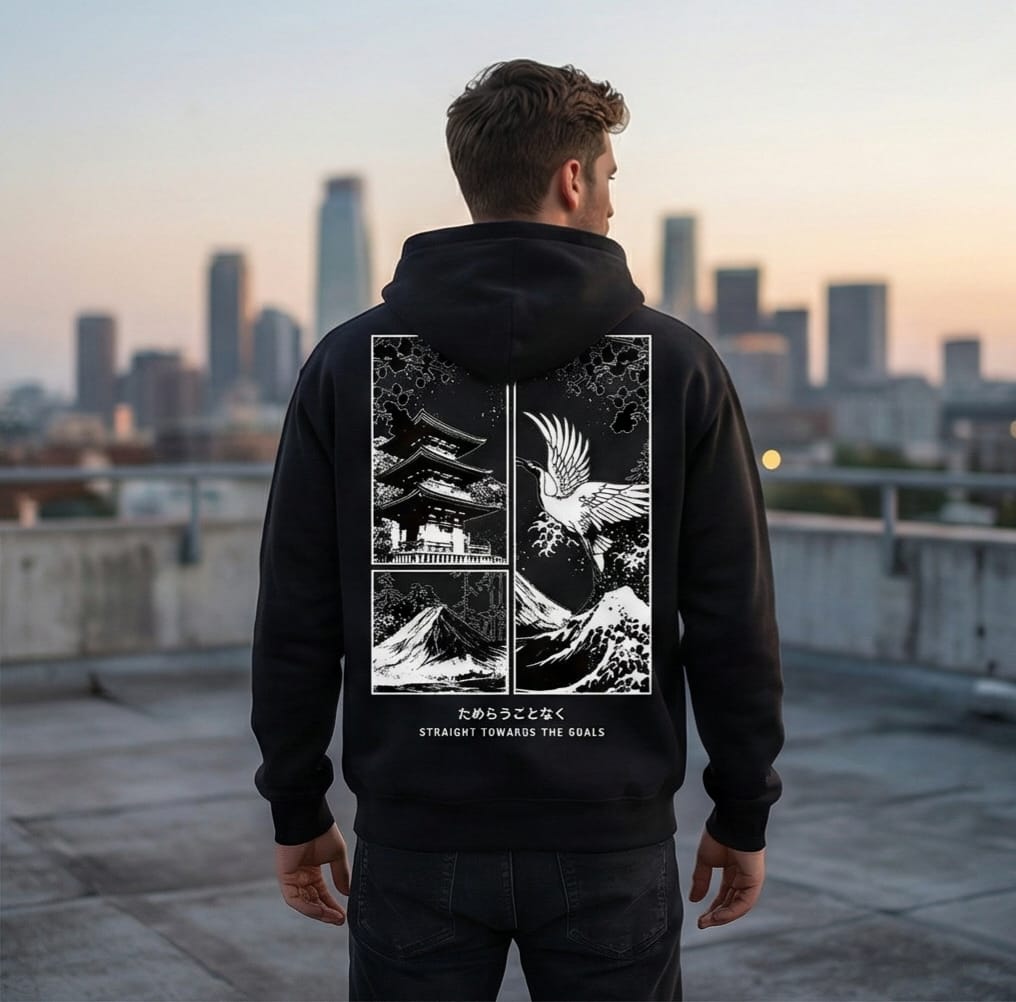 Towards The Goals" Japanese Graphic Hoodie
